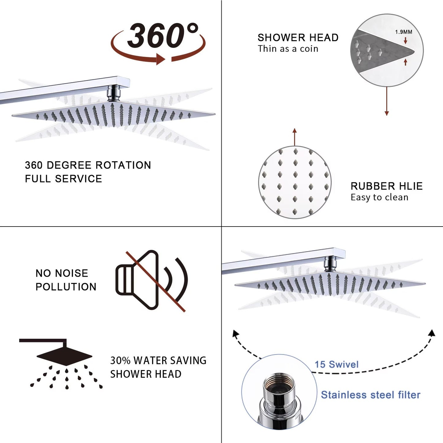 Thornbury — Chrome Rainfall Shower Set (12″)