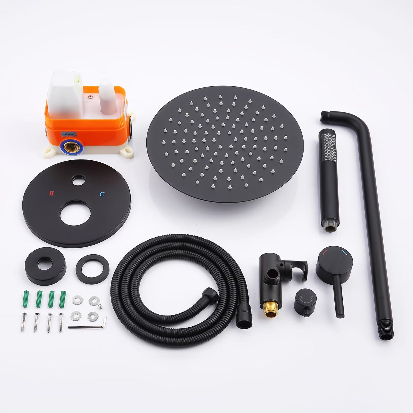 Thornbury — Matte Black Rainfall Shower Combo (10″)