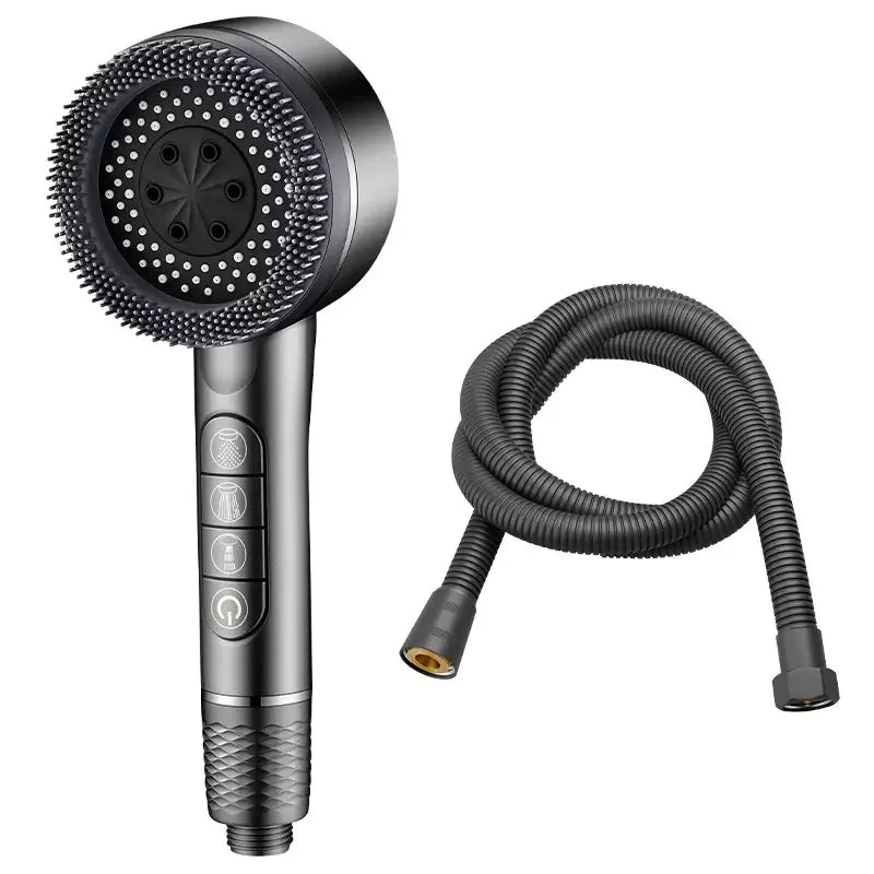 Ellery shower head mounted on the adhesive no-drill wall bracket