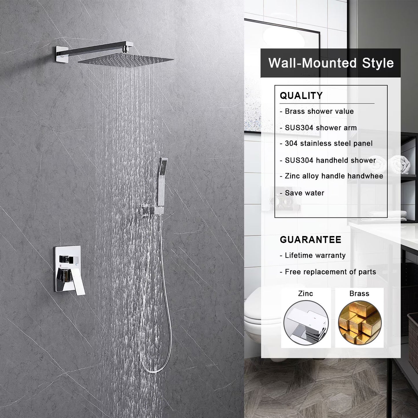 Thornbury — Chrome Rainfall Shower Set (12″)