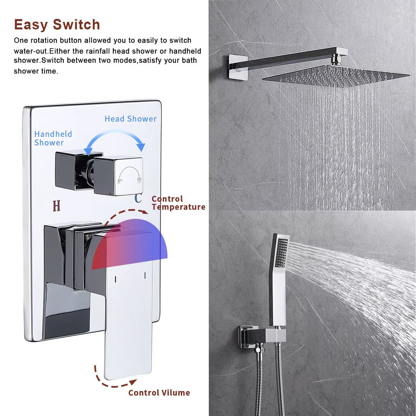 Thornbury — Chrome Rainfall Shower Set (12″)