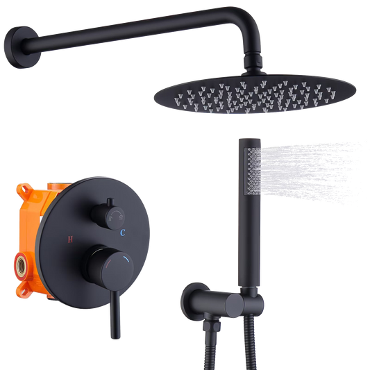 Thornbury 10 inch rainfall shower system in matte black